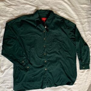 NWT Venezia Jeans Men's button down shirt, size 26/28, green, 100% cotton, longs